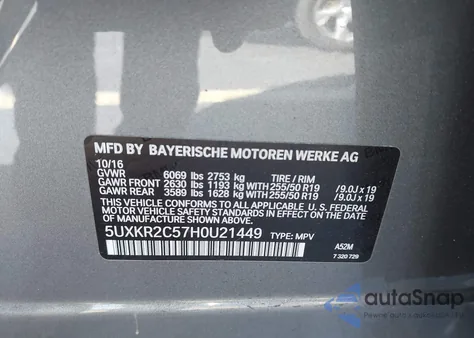 2017 BMW X5 Sdrive35I z USA, uszkodzony, nr VIN 5UXKR2C57H0U21449